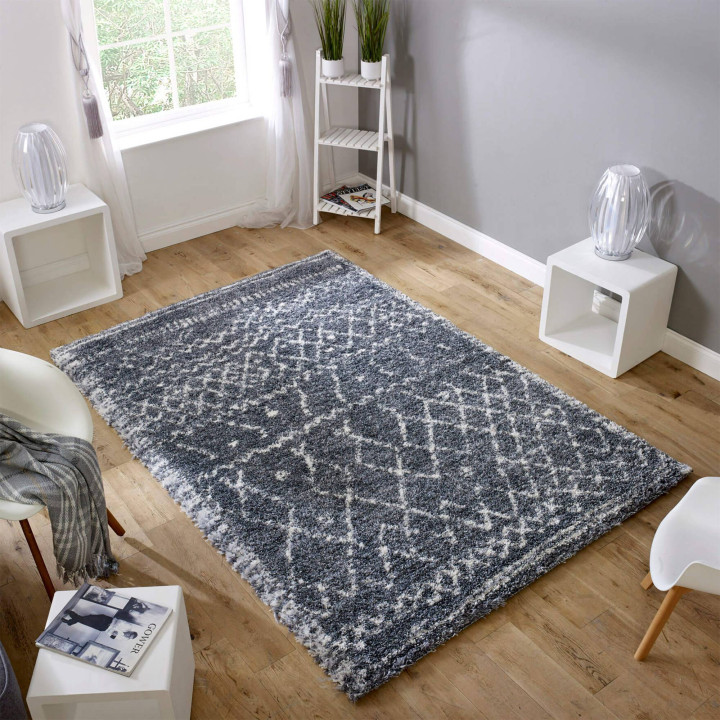 Rug Alto geometric grey white 200x290 cm