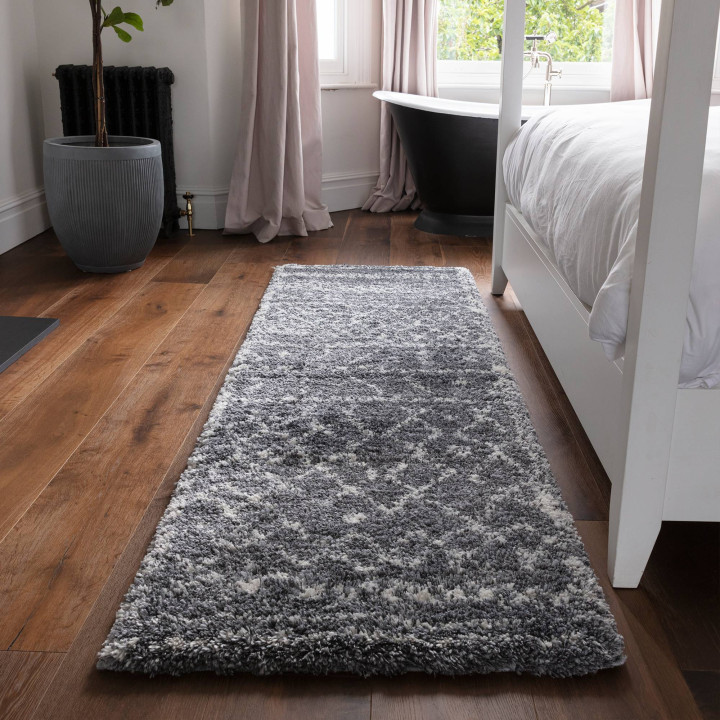 Tappeto Alto geometrico grigio e bianco 200x290