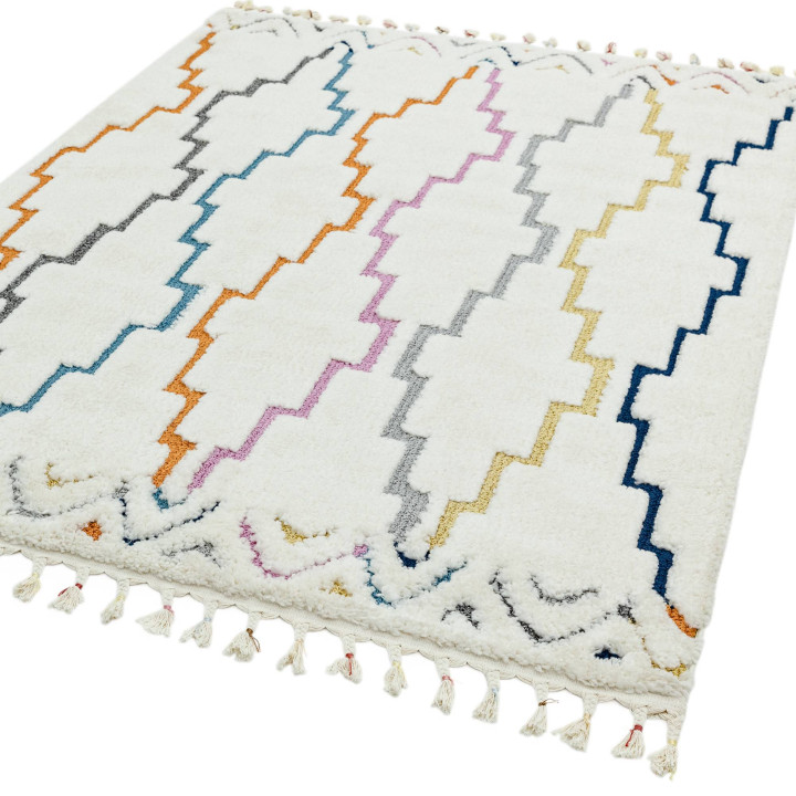 Rug Ariana geometric ivory blue light blue ochre