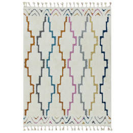 Rug Ariana geometric ivory white blue grey ochre