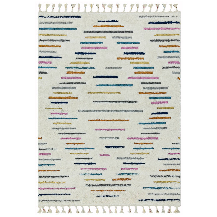 Rug Ariana geometric ivory dark blue ochre grey