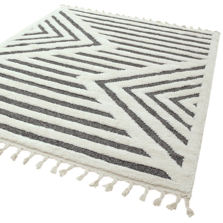 Rug Ariana geometric white dark grey 80x150 cm