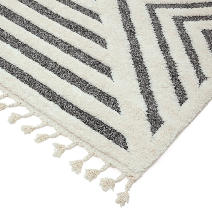 Tappeto Ariana geometrico bianco e grigio scuro