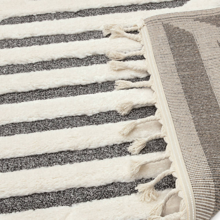 Tappeto Ariana geometrico bianco e grigio scuro
