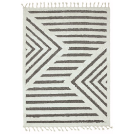 Tappeto Ariana geometrico bianco e grigio scuro