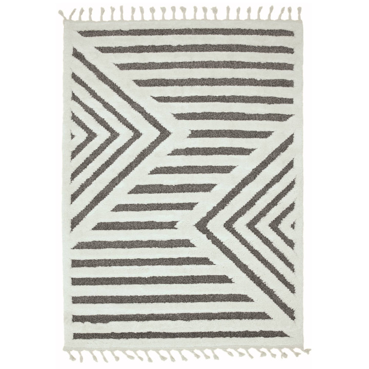 Tappeto Ariana geometrico bianco e grigio scuro