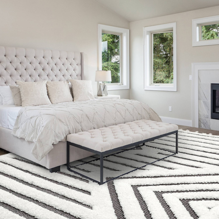 Rug Ariana geometric white dark grey 200x290 cm