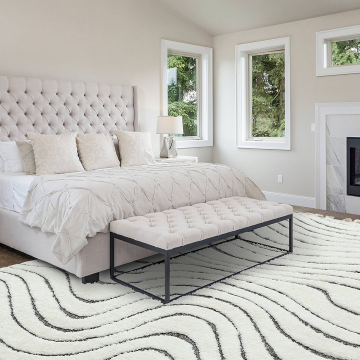 Rug Ariana geometric white dark grey 160x230 cm