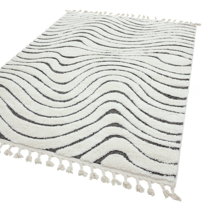 Tappeto Ariana geometrico avorio e grigio scuro