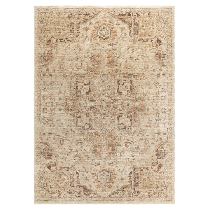 Rug Heriz floral with medallion beige brown terr