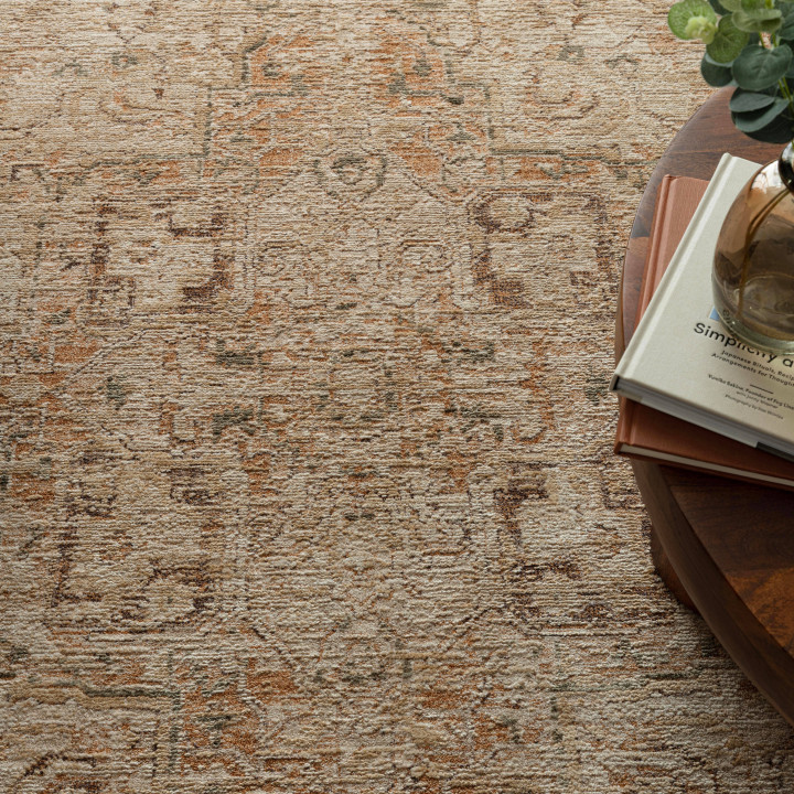 Rug Heriz floral with medallion beige brown terr