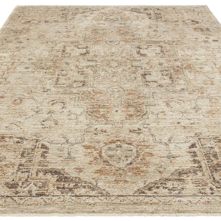 Rug Heriz floral with medallion beige brown terr