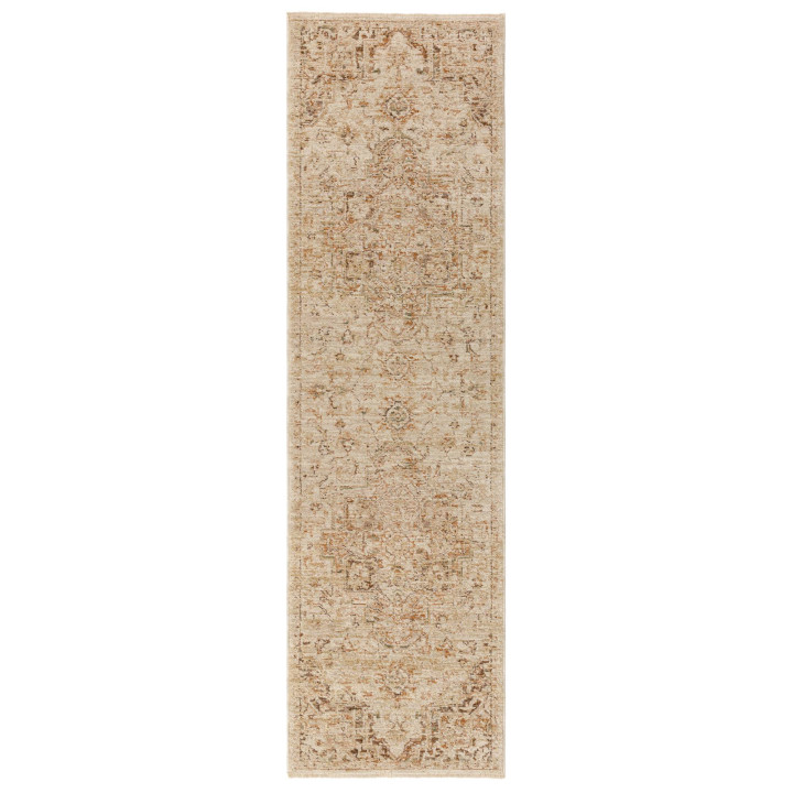 Rug Heriz floral with medallion beige brown terr