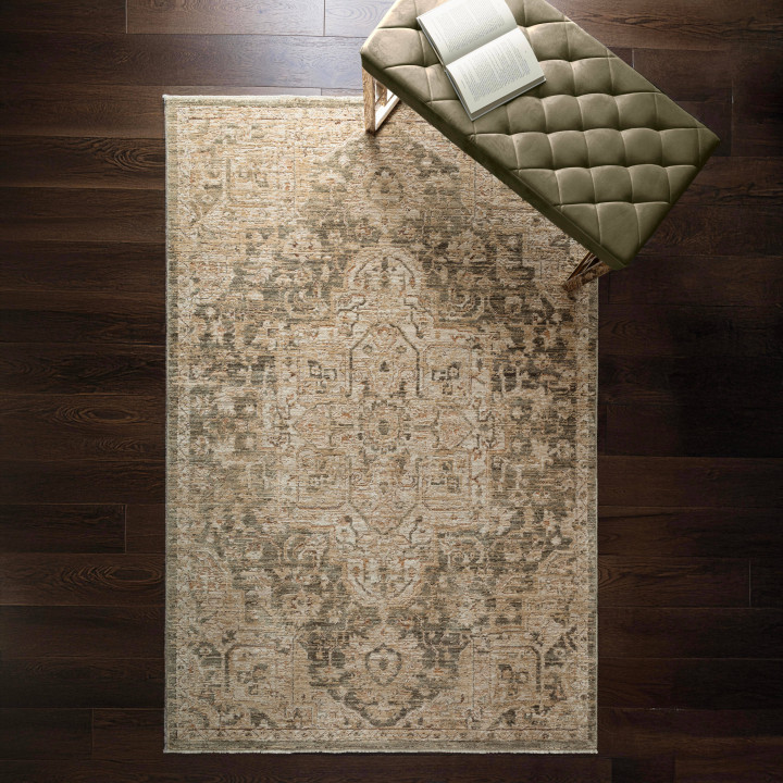 Tappeto Heriz medaglione beige e grigio tortora