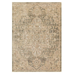 Tappeto Heriz medaglione floreale beige e grigio