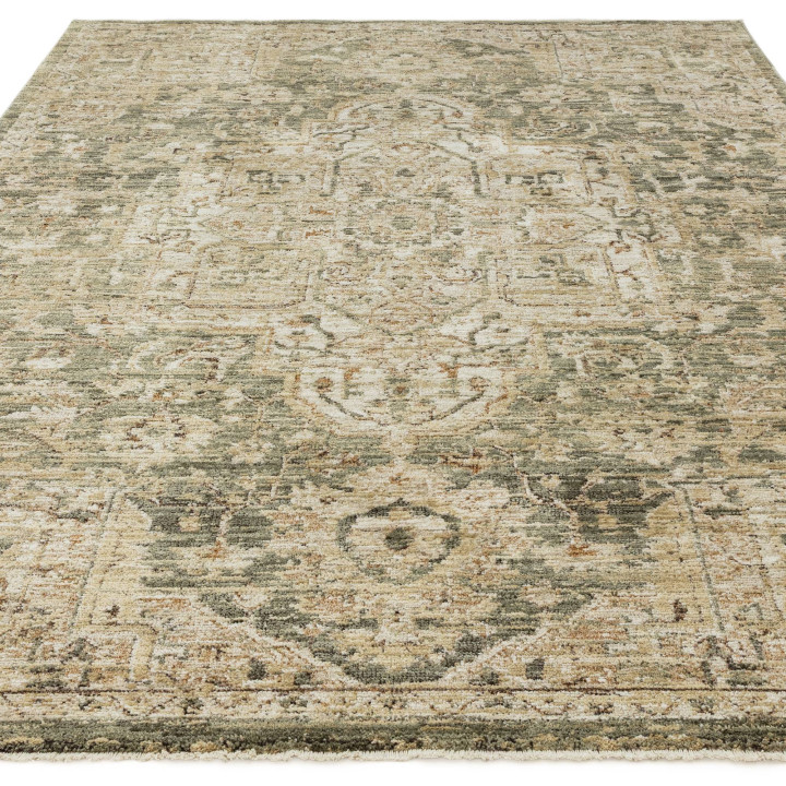 Rug Heriz floral with medallion beige grey taupe