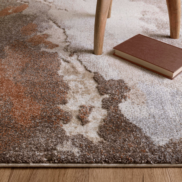 Rug Mirage abstract copper brick taupe beige lig