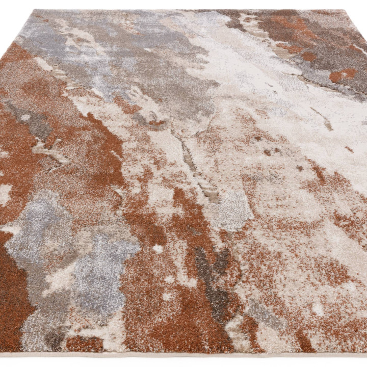 Rug Mirage abstract copper taupe white light gre