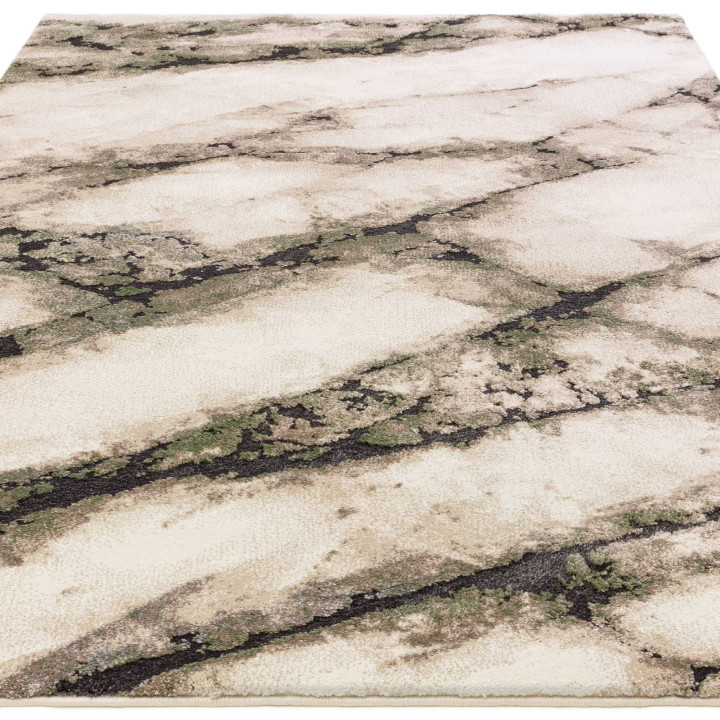 Tappeto Mirage astratto verde oliva e beige 120x