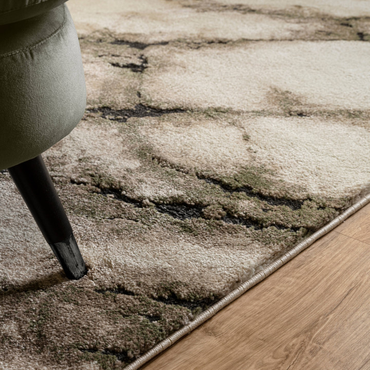 Tappeto Mirage astratto verde oliva e beige 200x