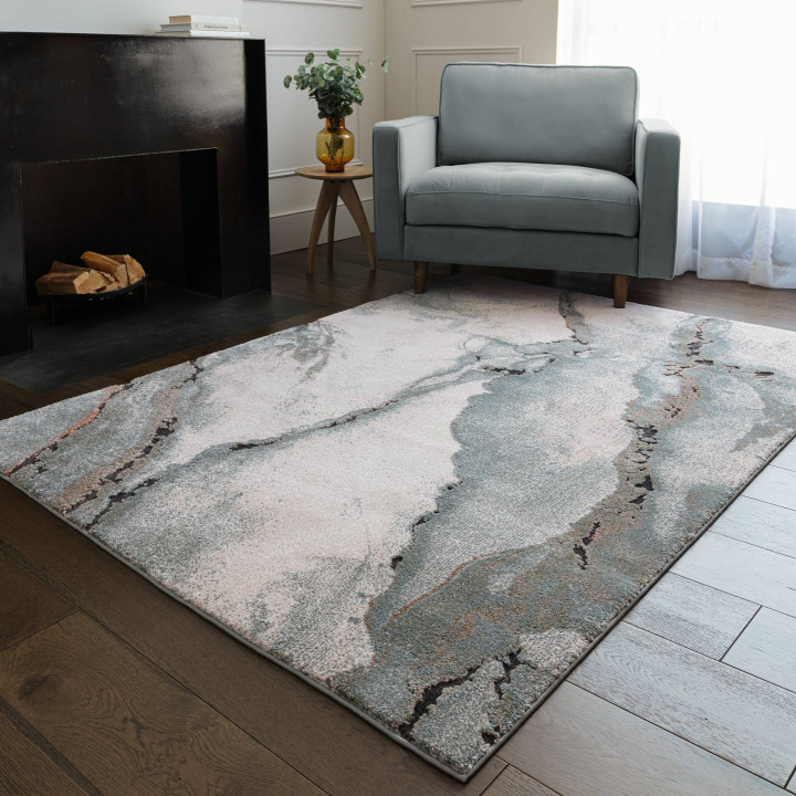 Rug Mirage abstract blue beige brown grey 160x23