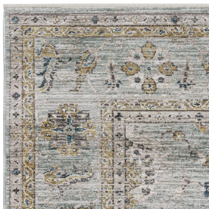 Rug Jasper floral with medallion light blue grey