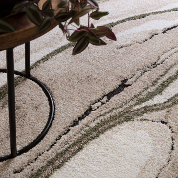 Tappeto Mirage astratto verde oliva e beige 80x1