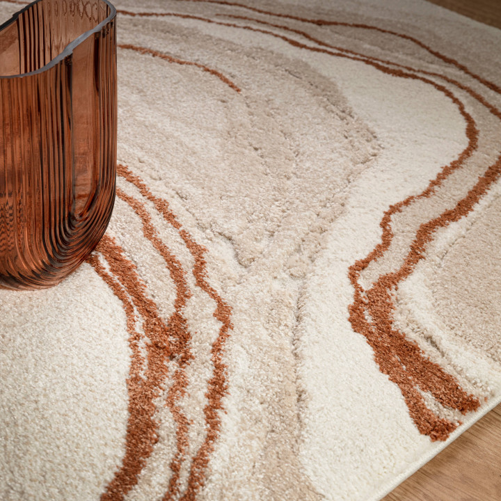 Tappeto Mirage astratto beige e rame 80x150 cm