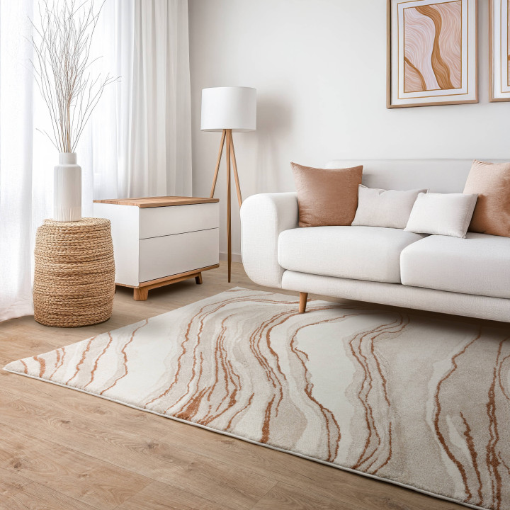 Rug Mirage abstract beige ivory rust orange 160x