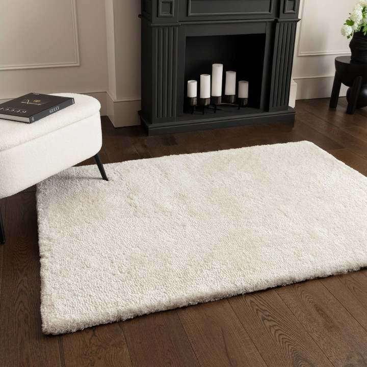Tappeto Opulence tinta unita bianco crema 120x17