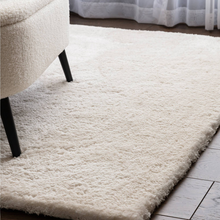 Tappeto Opulence tinta unita bianco crema 120x17