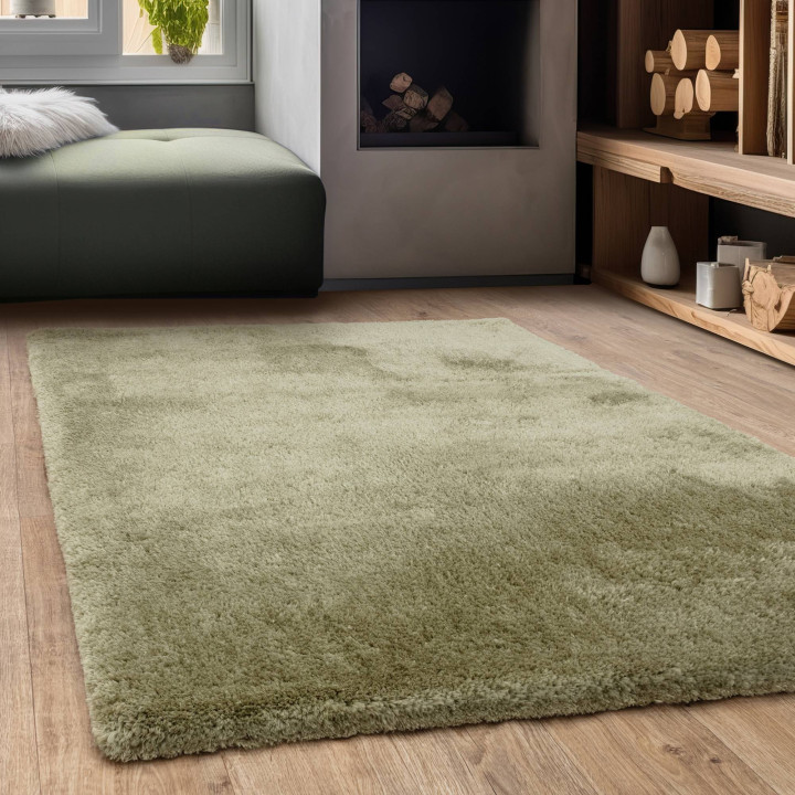 Rug Opulence plain olive green sage green 80x150
