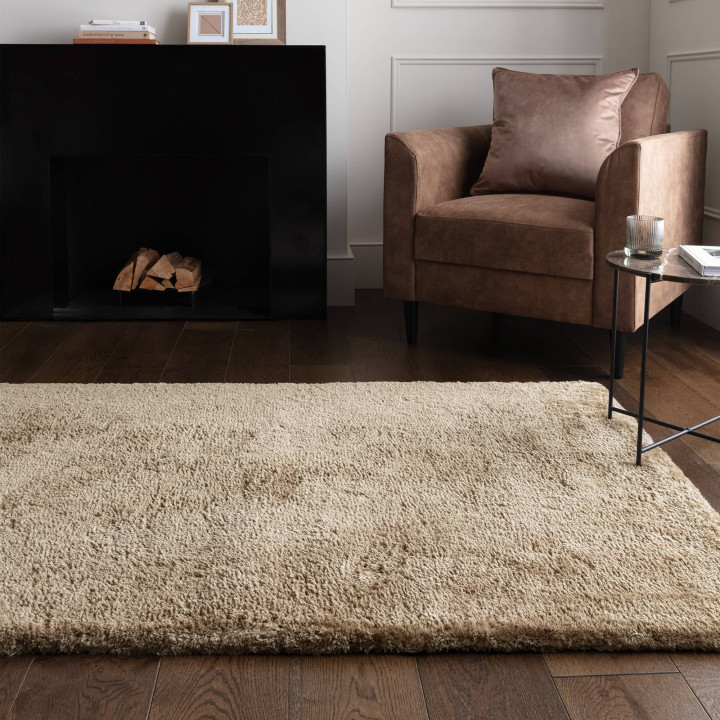 Rug Opulence plain taupe brown 80x150 cm