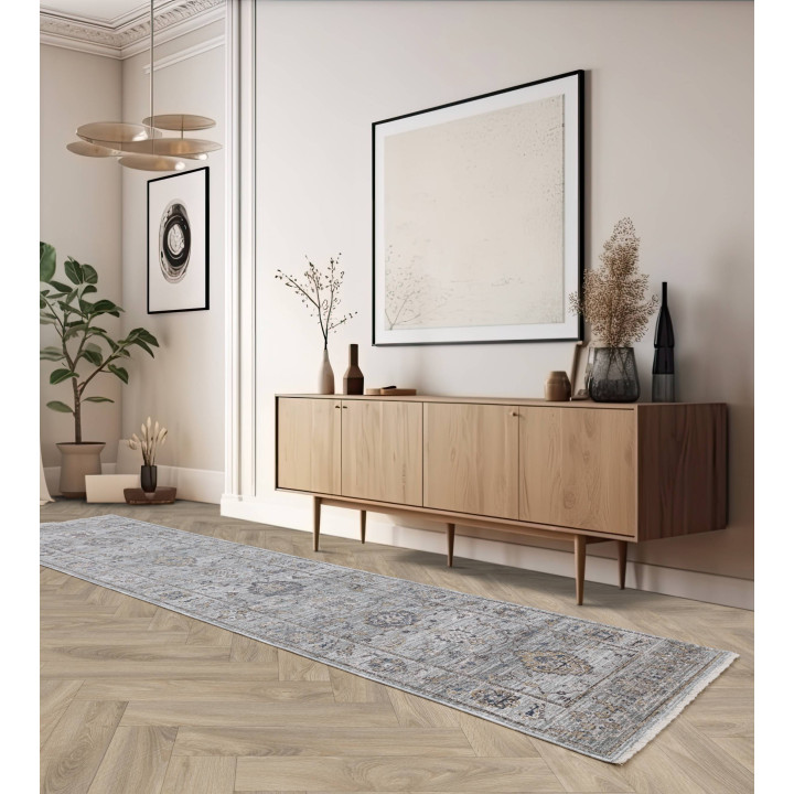 Rug Jasper all-over floral grey blue beige 200x3