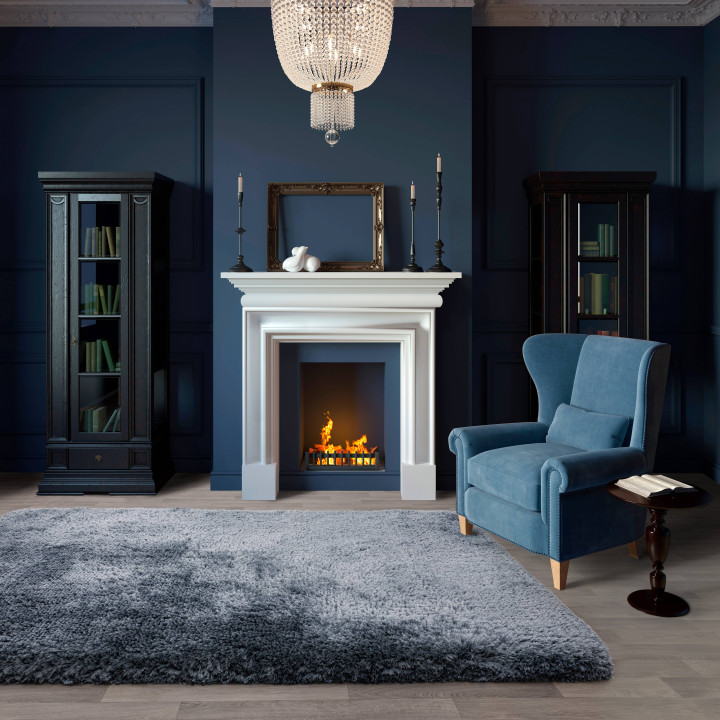 Rug Plush plain blue light blue grey 200x300 cm