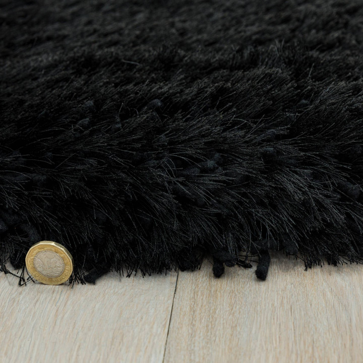 Rug Plush plain black 140x200 cm