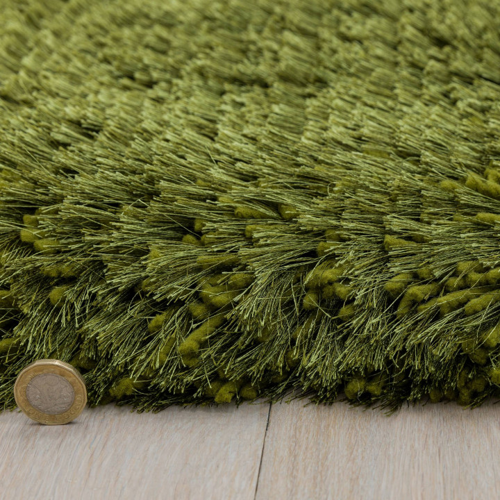 Tappeto Plush tinta unita verde oliva e verde sc