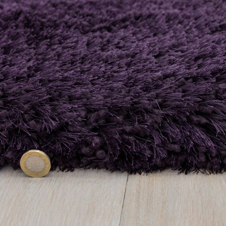 Rug Plush plain dark purple 160x230 cm