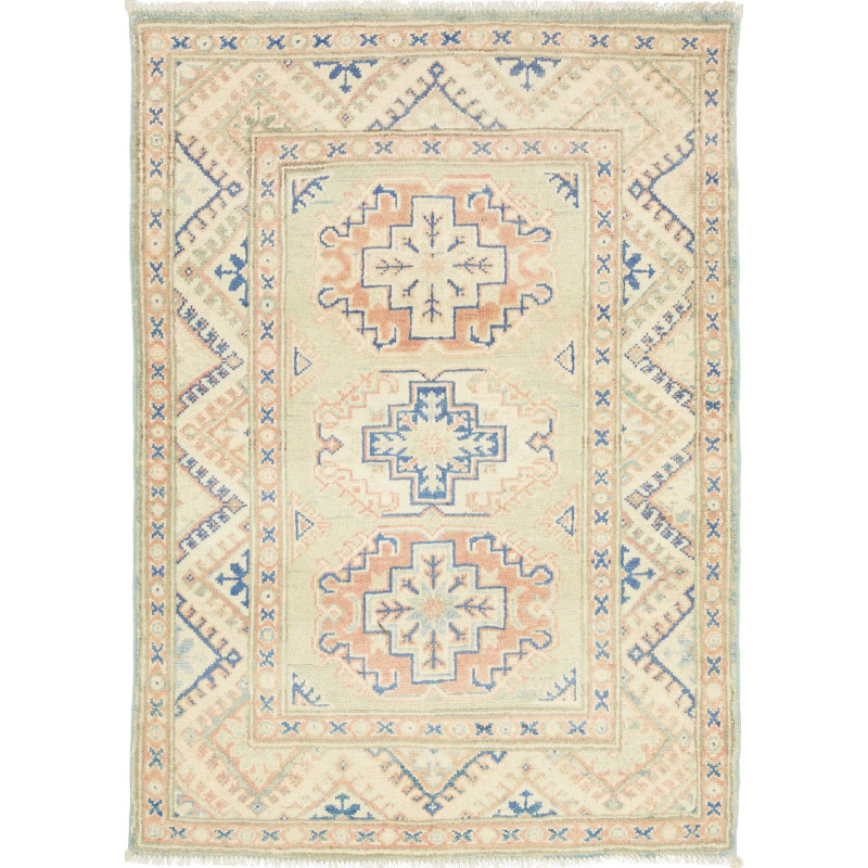 Hand Made Rug Kazak Afghanistan 83x115 Sage Gre