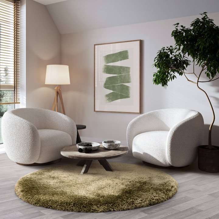 Rug Plush plain olive green dark green beige 120