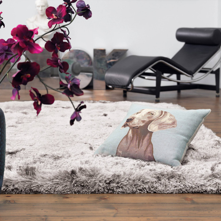 Rug Plush plain light grey dark grey 140x200 cm