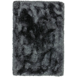 Rug Plush plain grey silver black 70x140 cm