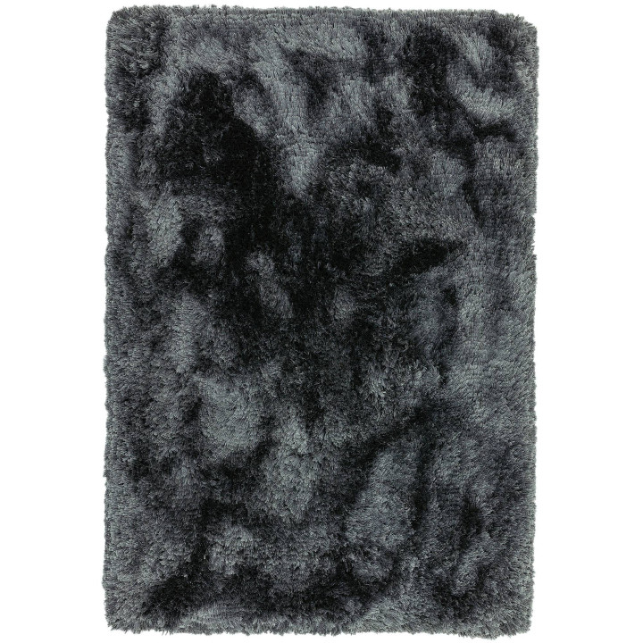 Rug Plush plain grey silver black 160x230 cm