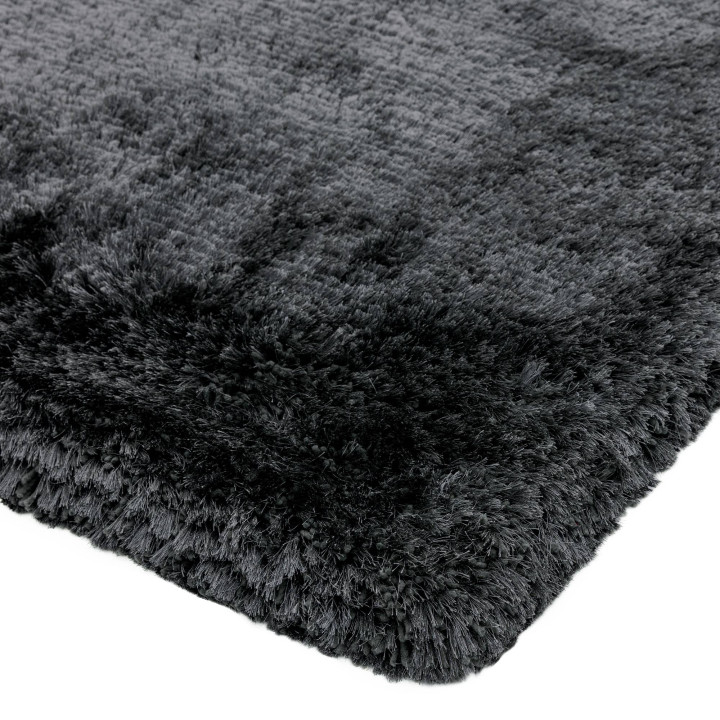 Rug Plush plain grey silver black 160x230 cm