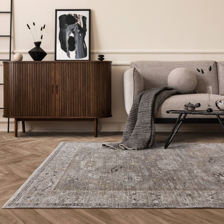 Rug Jasper abstract grey beige brown taupe 80x16