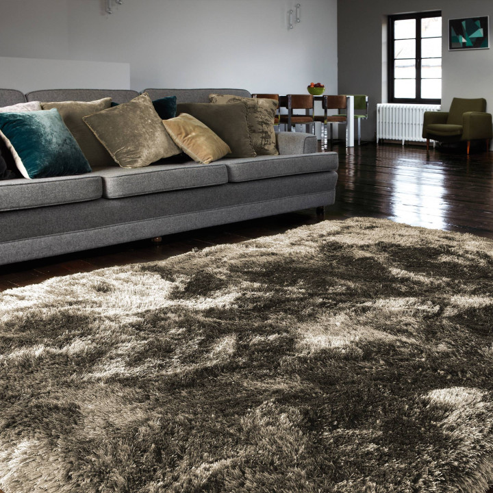 Tappeto Plush tinta unita beige e tortora Quadra