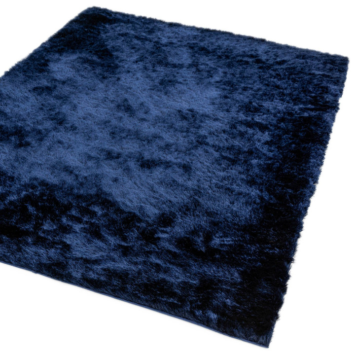 Tappeto Whisper tinta unita blu scuro e blu coba