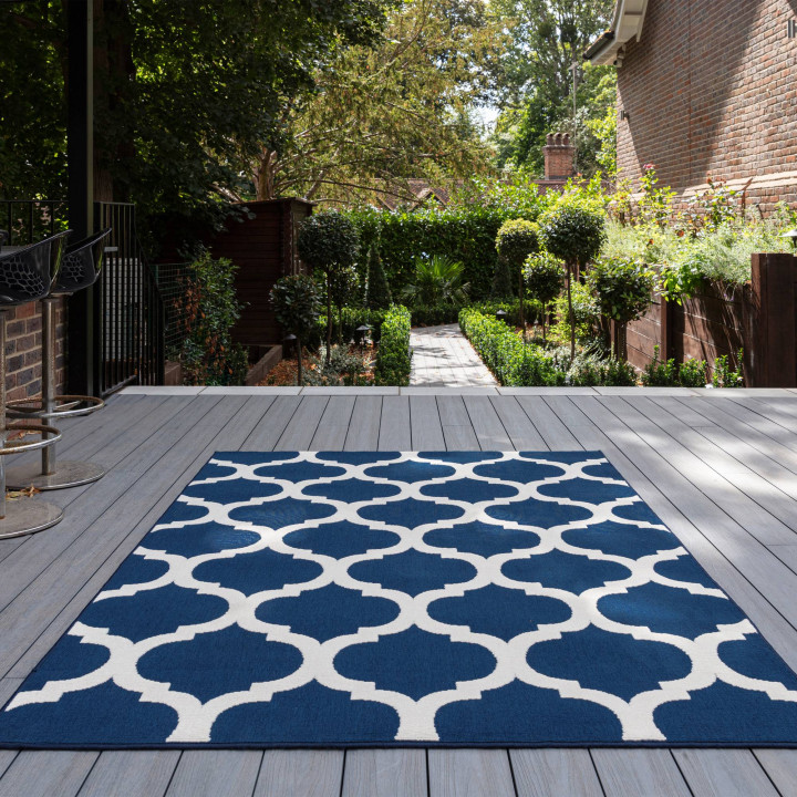 Rug Antibes geometric blue beige 200x290 cm