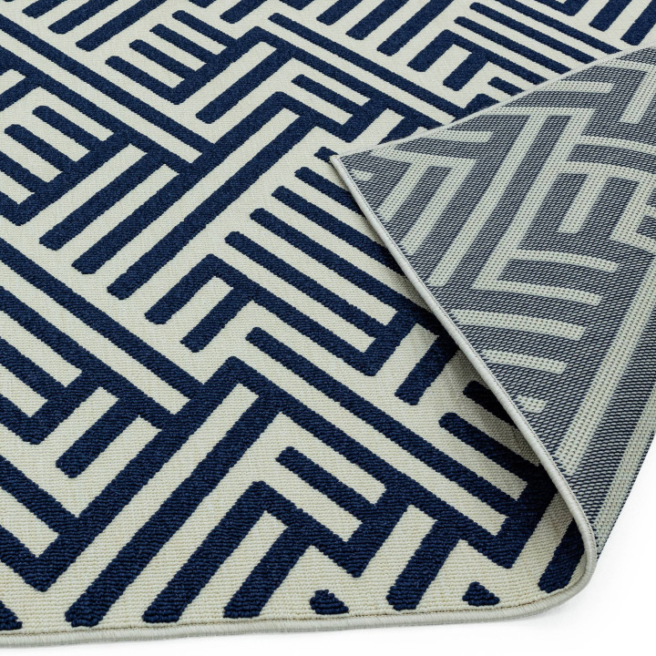 Tappeto Antibes geometrico blu scuro e bianco cr