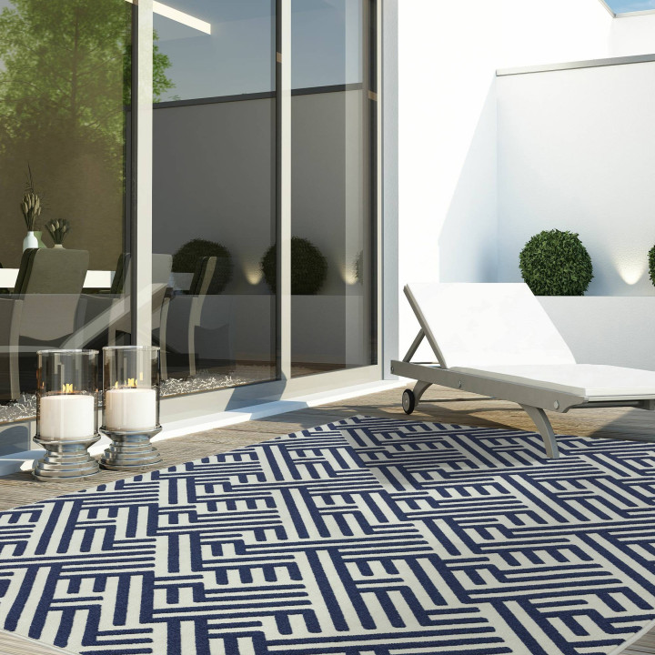 Rug Antibes geometric blue light beige 160x230 c